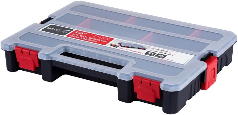 Small Parts Organizer Box  Stackable Hardware Storage Case with 20 Compartments & 12 Dividers  Heavy-Duty Nylon Screw, Drill Bit, Nut & Bolt Organizer for Garage, Toolbox, Workshop (b. 1pcs Set - Large Organizer)
