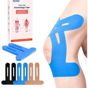 IEADEN Precut Kinesiology Tape for Knees, 20 Pcs - Knee Support & Stability, Knee Pain Relief Athletic Tape - Waterproof & Elastic, Breathable Hypoallergenic Latex-Free Tape, Blue