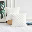 Yaertun Pack of 2 Super Soft Cozy Decorative Throw Pillow Covers Fuzzy Plush Faux Fur Luxury Cushion Cover Pillowcase for Sofa Couch Bed Livingroom 26x26 Inch White