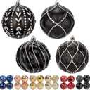 Christmas Balls Ornaments 3.94" Black Christmas Ornaments Balls Shatterproof Plastic Christmas Ball for Xmas Tree Decorations Big Hanging Ornaments for Holiday Wedding Party Indoor Outdoor Decor 4Pcs