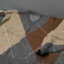 Verdusa Women's Color Block Plaid Sweater V Neck Long Sleeve Thermal Loose Pullovers Brown Medium