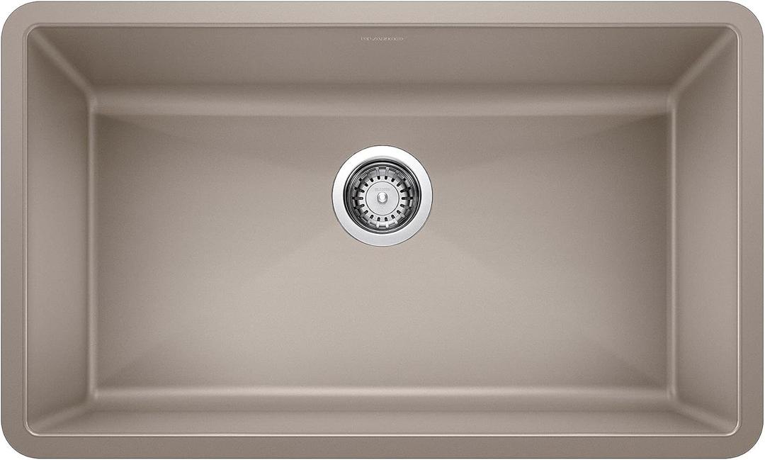 BLANCO, Truffle 441297 PRECIS SILGRANIT Super Single Undermount Kitchen Sink, 32" X 19"