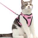 Dooradar Cat Harness and Leash Set, Escape Proof Safe Adjustable Kitten Vest Harnesses for Walking, Easy Control Soft Breathable Mesh Jacket with Reflective Strips for Cats, Pink, Medium
