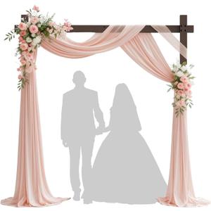 7.48 FT Square Wood Wedding Arches Wooden Arch for Ceremony Wooden Arbor for Wedding Backdrop Stand for Indoor Outdoor Wedding Party Garden Beach Forest Rustic Boho Decor (Dark Brown)