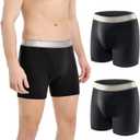 Incontinence Underwear for Men Washable with Front Fly Mens Incontinence Underwear with Front Absorbent 150ML Leak Proof Underwear for Men Reusable Mens Incontinence Boxer Briefs 2 PCS Black, X-Large