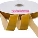 KLTRIBBON Nylon Velvet Ribbon Single Faced,1 Inch X 25Yards Spool (Gold)