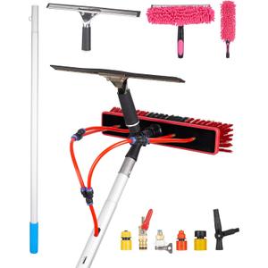 Solar Panel Cleaning Kit, 40ft Water Fed Poles, Long Hose, Brush & Squeegee, 2 Dusting Brush for Solar Panel High Window Roof Cleaning