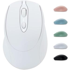 Bluetooth Mouse - Wireless, Rechargeable, Silent, Slim, Portable for Laptop, iPad, MacBook Pro, Surface Pro, PC and Samsung Tablet (White)