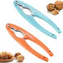 2PCS NutCracker, OHOLA Stainless Steel Nut Crackers for All Nuts, Nutcracker Tool for Walnet, Pencan, Chestnut, Crab, Lobster and More, Ergonomic Handle (Stylish Pattern, Orang + Blue)