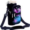 icolor Water Bottle Carrier Bag for Stanley IceFlow Flip Straw Tumbler 20/30oz Stanley IceFlow Mug Carrying Holder Neoprene Sleeve Stanley Cup Accessories Pouch Crossbody Sling for Travel Fitness (Butterfly)