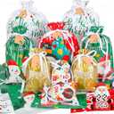 Christmas Gift Bags, 22pcs Christmas Bags for Gifts, Drawstring Christmas Gift Bags Assorted Sizes-Large, Medium, Small, Holiday Gift Bag, Christmas Wrapping Paper Reusable Plastic Christmas Bags Bulk
