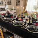 KIRE 200Pcs Black Plastic Plates - Black and Gold Plates Disposable for Party - Include 100 for Dinner and 100 for Dessert for Birthday/Wedding/Graduation
