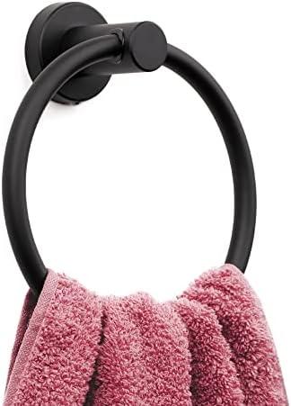 MARMOLUX ACC Matte Black Towel Ring - SUS304 Stainless Steel Wall Mounted Hand Towel Holder for Bathroom - Kitchen & Bathroom Towel Rack - Black Towel Hanger - Bathroom Towel Holder - Hand Towel Rack