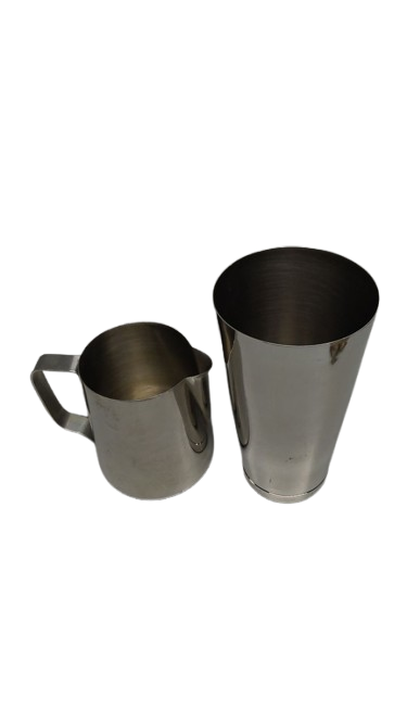 Stainless Steel Milk Frothing Jug And a Cocktail shaker Tin