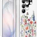 GVIEWIN for Samsung Galaxy S26 Ultra Case, Clear Floral Slim Shockproof Protective Women Phone Case, Non-Yellowing, with Screen Protector&Camera Lens Protector for S26 Ultra 6.9", Wild Petals/Colorful