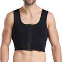 Mens Hide Gynecomastia Corset Vest Adjustable Compression Chest Binder for Men to Hide Moobs (X-Large, Black)