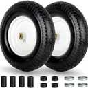 GICOOL 16" Flat-Free Solid Tire and Wheel, 4.80/4.00-8" Wheelbarrow Tire, 3" Centered Hub, 5/8" Axle Bore Hole,for Garden Wagon Cart Trolley Dolly Replacement(2 Pack)