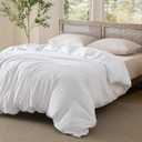 Bedsure Duvet Cover Queen Size Only - Prewashed Cotton-Like Polyester Extra Soft All Season Bedding, Includes 1 Duvet Cover 90x90 Inches with Zipper Closure, White, (No Comforter)