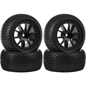 GLOBACT Pre-Glued 12mm Hex RC Monster Truck Wheels and Tires 10-Spoke Rubber Tires for Arrma Granite Grom Mega 380 1/18 RC Monster Truck Upgrade Replace ARA550112 (Square-Shaped)