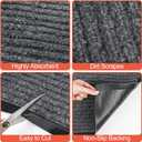 MYFAMIREA Commercial Floor Mat 2' x 3' Extra Large Front Door Industrial Rug Heavy Duty Brush Step Entrance Mat Weather Utility Rug with Non Slip Rubber Backing Low Profile for Entryway, Charcoal Grey