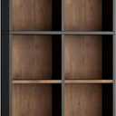 FOTOSOK 71'' Tall Bookshelf with 14 Cubes, 7 Tier Double Wide Wood Bookshelf with 6 Adjustable Shelves, 19.6" Narrow Bookcase DVD/CD Media Storage, Space Saving Display Shelf Cabinet, Black/Brown, 19.6" W x 9.26" D x 70.9" H