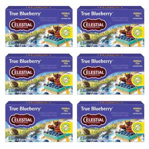 Celestial Seasonings True Blueberry Herbal Tea Bags, Caffeine Free, 20 Bags Box (Pack of 6)