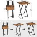 HOOBRO Folding TV Tray Tables, Set of 2 Wooden TV Trays Side Tables, Portable Sofa Snack Table, Industrial End Table for Small Spaces, Easy to Install and Fold, Rustic Brown and Black BF27BZP201, 15.7"d X 15.7"w X 26"h
