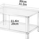 Acrylic Coffee Table with Storage Shelf,Rectangle Living Room 2-Tier Center Table for Small Spaces (Rectangle, Clear, Nomal)