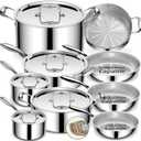 Umite Chef Stainless Steel Cookware Set, 5 Ply 14 Piece Stainless Steel Pot and Pan Set-Induction, Heavy Chef Quality, Oven Safe | Professional Kitchen Cooking Appliances, PFOA, PTFE & PFOS Free