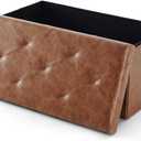 DUMOS 30 Inch Folding Ottoman with Storage Bench, Foot Rest Stool Ottoman, 15.2"D x 30"W x 15.2"H