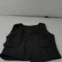 Women's Suit Vest Herringbone Tweed Work Wear Slim Fit Waistcoat Lady Sleeveless Jacket (Medium-Large, Black)