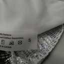 Womens Shiny Glitter Chain Three Piece Swimsuit Halter Neck Top and Triangle Bottom Bikini Set (Small, Silver)