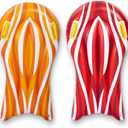 SLOOSH 2 Pack Inflatable Body Boards for Water Slides, Surfing Board Pool Floats, Swimming Pool Floating Boards Learn to Swim, Summer Water Fun Toy for Kids and Toddlers (Red and Orange), Medium