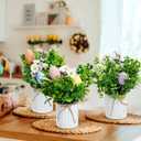 Spring Easter Table Decorations Centerpieces Set of 6 Pre-Made Eggs Tabletop Arrangements with Rustic Metal Vase for Farmhouse Dining Room Home Kitchen Indoor Party Office Decor