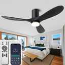 52" Flush Mount Ceiling Fans with Lights and Remote/APP Control, 3CCT Dimmable LED, 6 Speed DC Motor, Low Profile Ceiling Fan for Bedroom, Hallway,Indoor/Outdoor