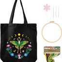 Nuberlic Embroidery Tote Bag Kit for Beginners with Moth Pattern | Canvas Tote Bag Arts Crafts Needlepoint Kit, Cross Stitch Kits for Adults, Reusable, Eco-Friendly Women Shopping Bag