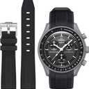 Stanchev Bands for Moonswatch Watch,Curved No Gap Soft Silicone Strap for Omega X Swatch Speedmaster 20mm Watch,Swatch Omega Moonswatch Speedmaster Replacement Strap Men Women (Black)
