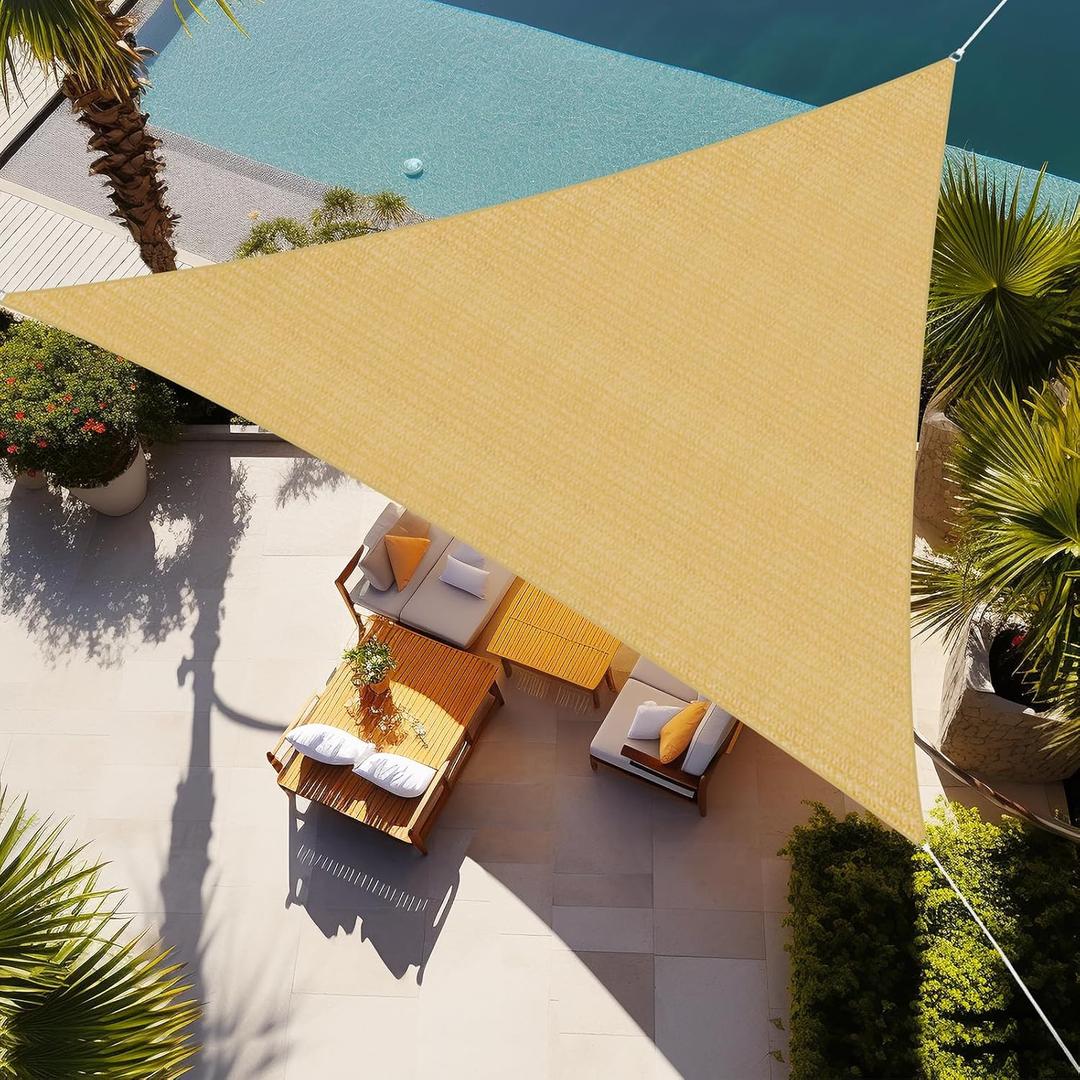 Shade&Beyond Triangle Sun Shade Sail 15'X15'X21' Permeable Canopy Sand for Patio Garden Yard Deck Pergola (We Make Custom Size) (1 5' X 1 5' X 2 1')