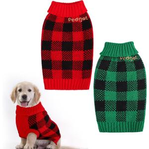 Pedgot 2 Pieces Pet Christmas Sweater Dog Xmas Clothes Vests for Winter Classic Plaid Knitwear for Christmas Winter Holiday Events (Red and Black, Black and Green, Medium) Pedgot 2 Pieces Pet Christmas Sweater Dog Xmas Clothes Vests for Winter Classic Plaid Knitwear for Christmas Winter Holiday Events (Red and Black, Black and Green, Medium)