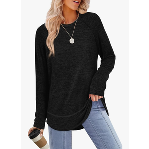 Sampeel Long Sleeve Shirts for Women Tunic Tops Loose Fit Dressy Crew Neck Pullover Basic Sweaters for Women 2025, Size XL