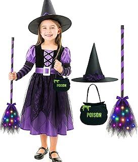 Witch Costume for Girls Kids Witch Costume with Broom and Poison Pot,Girls Halloween Dress for Themed Party, Small Witch Costume for Girls Kids Witch Costume with Broom and Poison Pot,Girls Halloween Dress for Themed Party, Small
