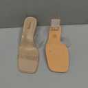vivianly Womens Clear Heels Sandals Transparent Chunky Heels Backless Open Toe Slip on Mules Heeled Slipper Dress Shoes (8, Nude Double Straps-2.56in)