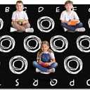 6.5 x 11 ft Large Classroom Rug Circle Abstract Educational Area Rug Kids Room Children Classroom Carpet Playroom Learning Black Square School Decor Seating Carpet