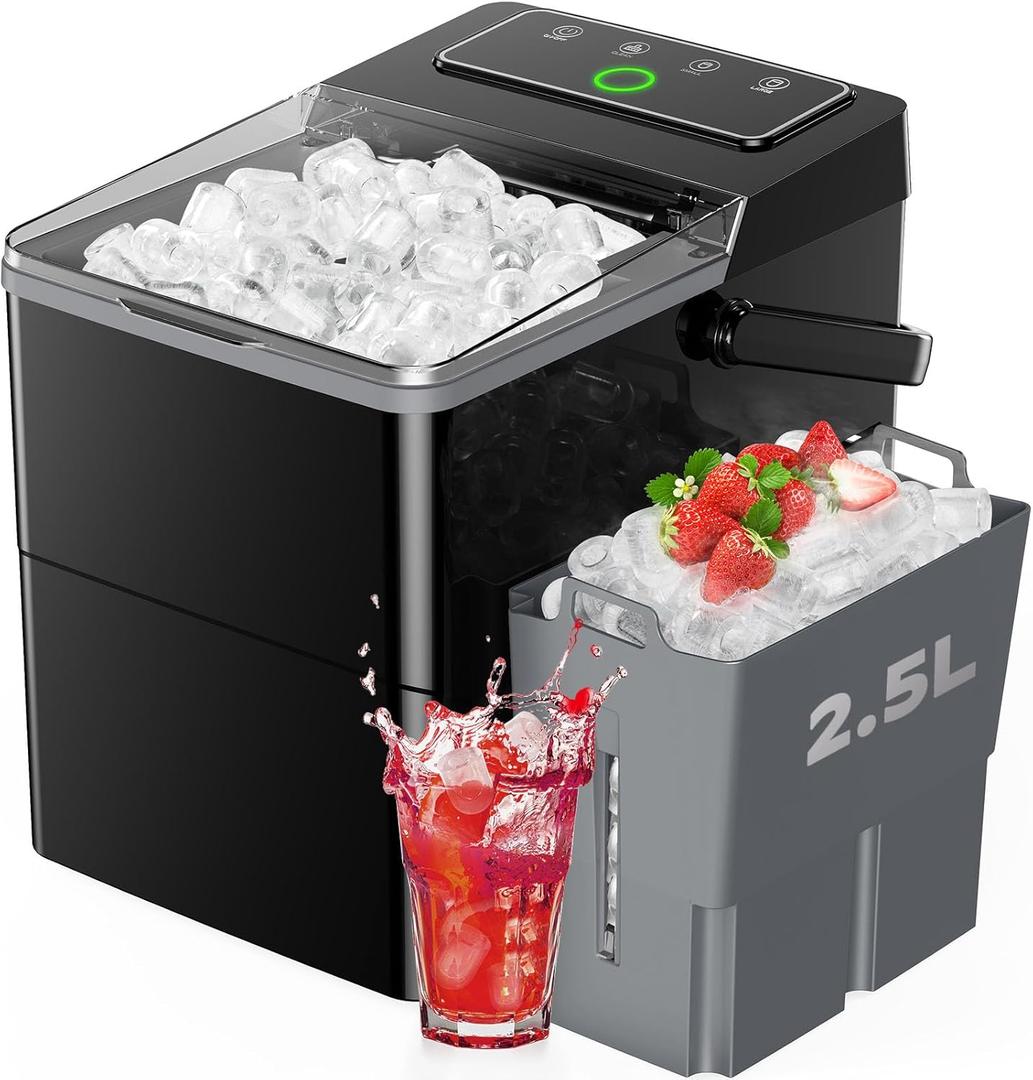 Countertop Ice Maker, Compact Ice Maker with Larger 2.5L Expanding Ice Basket & 1.8L Water Tank, Smart Touch Control, 9 ICES in 6 Mins, 26 lbs per Day, Self-Cleaning, for Home/Party/Office/RV