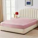 CozyLux Satin Fitted Sheet Queen Size, Pink Silky Satin Bed Fitted Sheet Only with Silky Microfiber, Deep Pocket, Single Bottom S,  Breathable, Smooth and Soft