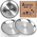 Stainless Steel Cat Dishes, 6.8" Wide Whisker Friendly Cat Dishes, Shallow Metal Food Bowl for Kitten and Small Pets Reducing Whisker Fatigue 4 Pcs (6.77"+0.59")