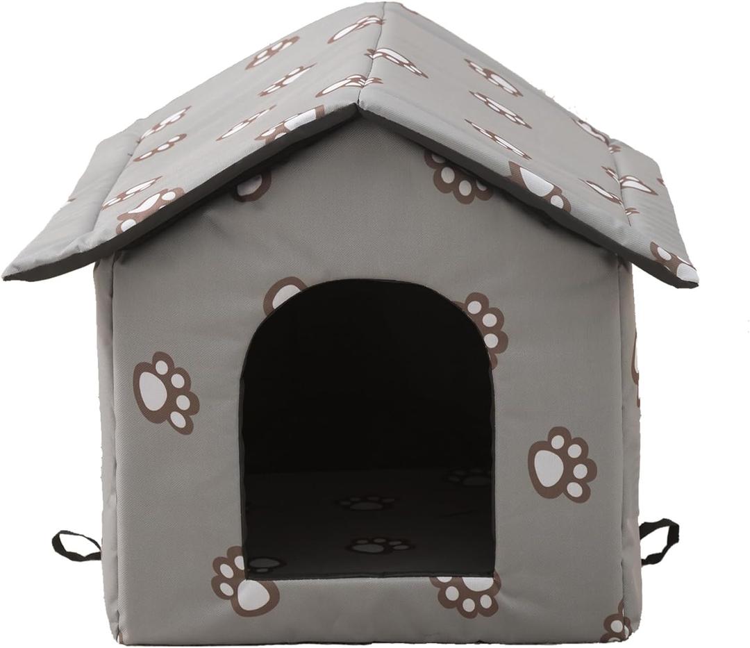 VARMTOR Outdoor Cat House, Cat Houses for Outdoor Cats, Weatherproof Warm and Insulated Cat House with Transparent Curtain Pet House, Stray Cats Shelter