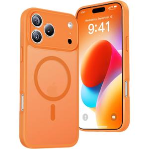 Magnetic for iPhone 17 Pro Max Case, Full Camera Protection, Compatible with MagSafe, Military-Grade Shockproof, Anti-Slip, Matte Slim Cover for i Phone 17 Pro Max Phone Case 6.9", Orange