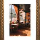 Golden State Art, 12x16 Ornate Bronze Color Frame - White Mat for 8x12 Photo - Complex Molding Design - Wall Mounting - Portrait/Landscape - Tempered Glass