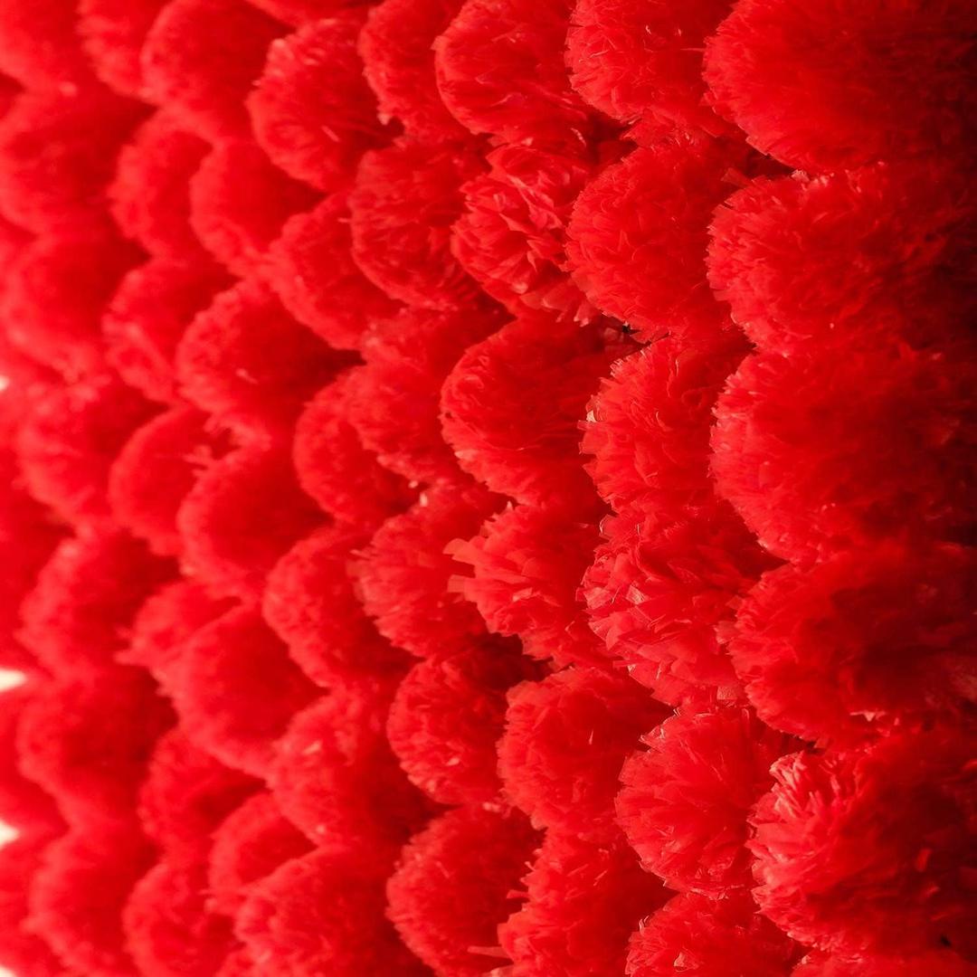 Marigold Garland for Decoration 5 feet Long Strands Artificial Marigold Flowers, Indian Decor for Diwali Decoration, Wedding Christmas, Events(Set of 5pcs) (Red, 5 Feet Long)